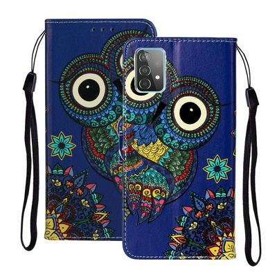 For Samsung Galaxy A52 5G Relief Color Painting Magnetic Buckle Flip Leather Case with Card Slot&Stand Function