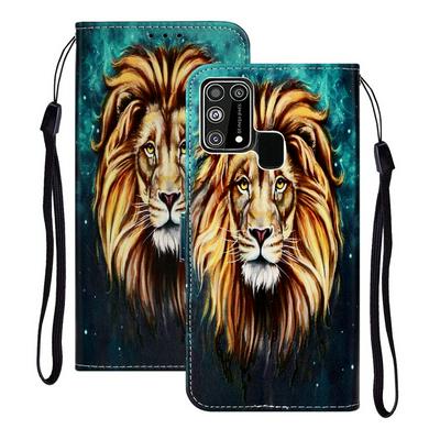 For Samsung Galaxy M31 Relief Color Painting Magnetic Buckle Flip Leather Case with Card Slot&Stand Function