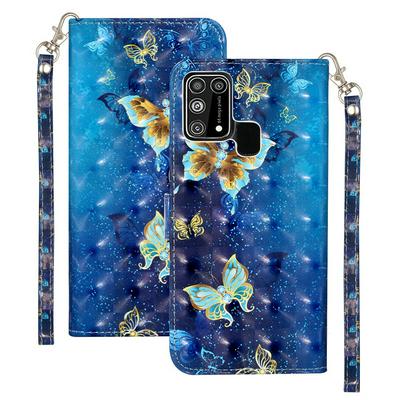For Samsung Galaxy M31 3D Pattern Shock-Absorption Magnetic Buckle Flip Leather Case with Card Slot&Wristband 