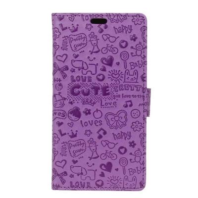 Little Witch Pattern Wallet Style PU Leather + Soft TPU Card Holder with Stand and Magnetic Buckle Case for Asus Zenfone 3 Max ZC553KL - Purple