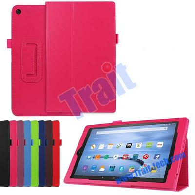Hybrid Flip Stand PC + PU Leather Case Cover for Amazon Fire HD 10 with Pen Holder Rose