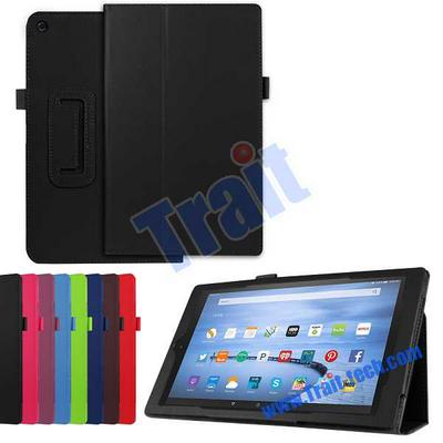 Hybrid Flip Stand PC + PU Leather Case Cover for Amazon Fire HD 10 with Pen Holder Black