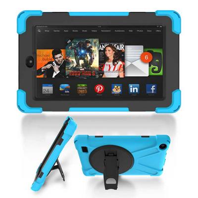 Shockwave Detachable 3 in 1 TPU + Hard PC Back Cover Case with Rotatable Stand for Amazon Kindle Fire 7 - Light Blue