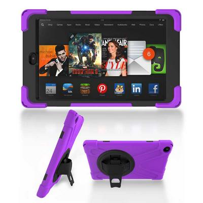 Shockwave Detachable 3 in 1 TPU + Hard PC Back Cover Case with Stand and Strap for Amazon Fire HD 8 - Purple