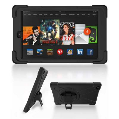 Shockwave Detachable 3 in 1 TPU + Hard PC Back Cover Case with Stand and Strap for Amazon Fire HD 8 - Black