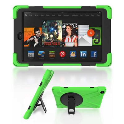 Shockwave Detachable 3 in 1 TPU + Hard PC Back Cover Case with Rotatable Stand for Amazon Fire HD 8 - Green