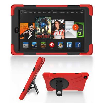 Shockwave Detachable 3 in 1 TPU + Hard PC Back Cover Case with Rotatable Stand for Amazon Fire HD 8 - Red