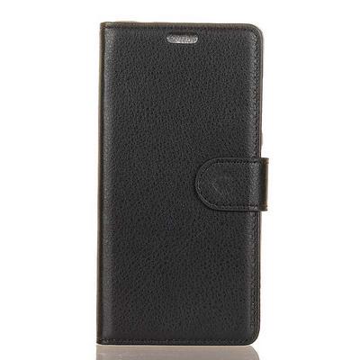 Lichee Pattern PU Leather + Soft TPU Card Slots with Magnetic Buckle and Stand Wallet Protective Phone Case for Asus Zenfone Max Plus (M1) ZB570TL - Black