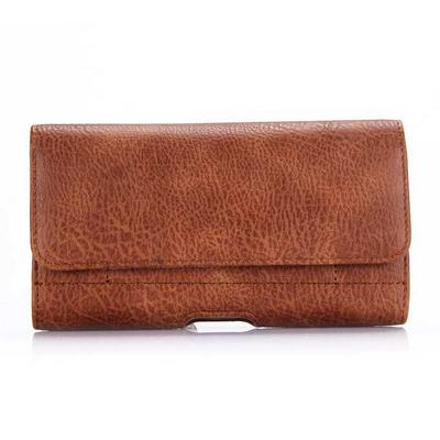 4.7 Inch Stone Pattern Horizontal Style PU Leather with Belt Buckle Waist Hanging Cards Phone Case Bag - Brown