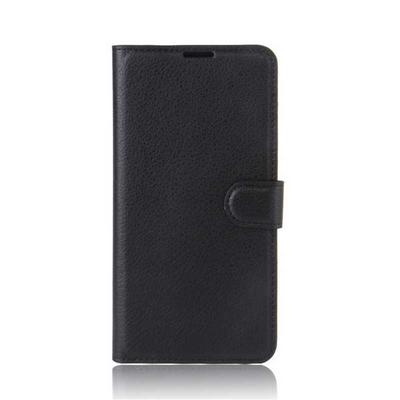 Lichee Pattern Side Flip Wallet Style PU Leather + Soft TPU Card Holder with Stand and Magnetic Buckle Case for Sony Xperia XZ Premium - Black