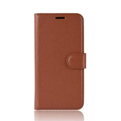 Litchi Pattern Side Flip PU Leather + Soft TPU Card Slot with Magnetic Buckle and Stand Wallet Protective Case for Motorola Moto G6 - Brown