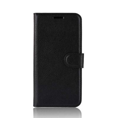 Litchi Pattern Side Flip PU Leather + Soft TPU Card Slot with Magnetic Buckle and Stand Wallet Protective Case for Motorola Moto G6 Plus - Black