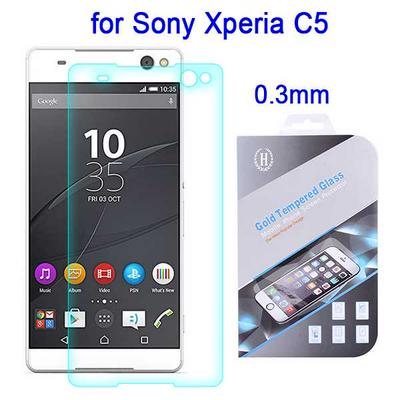 0.3mm Tempered Glass Screen Protector Guard Film Arc Edges for Sony Xperia C5/ C5 Ultra