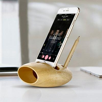 IPS-Z34B Portable Design Natural Style Mobile Wooden Phone Holder With Stylish Amplifier Speaker Pen Stand Suitable For iPhone 7 Plus