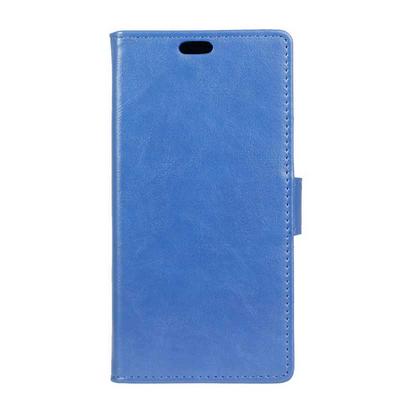 Crazy Horse Pattern Side Flip PU Leather + Soft TPU Card Slots with Stand and Magnetic Buckle Wallet Case for Nokia 6 - Blue