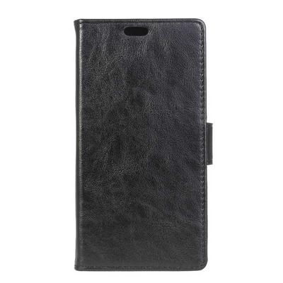 Crazy Horse Pattern Side Flip PU Leather + Soft TPU Card Slots with Stand and Magnetic Buckle Wallet Case for Nokia 6 - Black