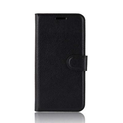 Lichee Pattern Solid Color Side Flip PU Leather + Soft TPU Card Slots with Stand and Magnetic Buckle Wallet Case for Sony Xperia XZ2 Premium - Black
