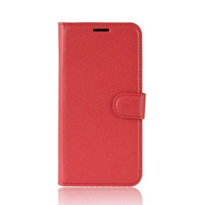 Lichee Pattern Solid Color Side Flip PU Leather + Soft TPU Card Slots with Stand and Magnetic Buckle Wallet Case for Sony Xperia XZ2 Premium - Red