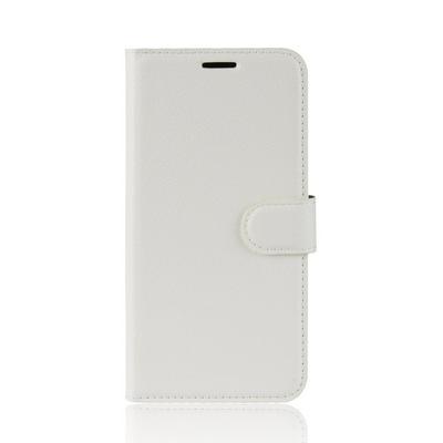 Lichee Pattern Solid Color Side Flip PU Leather + Soft TPU Card Slots with Stand and Magnetic Buckle Wallet Case for Xiaomi Mi A2 / 6X - White