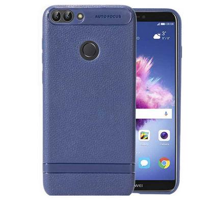 Skin Pattern Falling Resistant PU Leather Coated Soft TPU Back Cover Case for Huawei P Smart / Enjoy 7S - Blue