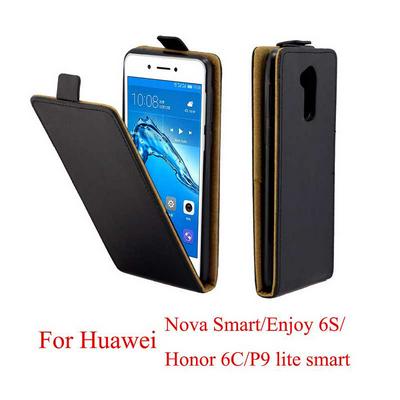 Business Style Up and Down Vertical Flip PU Leather + Soft TPU with Card Slot and Magnetic Buckle Case for Huawei Enjoy 6s / Honor 6C / Nova Smart - Black
