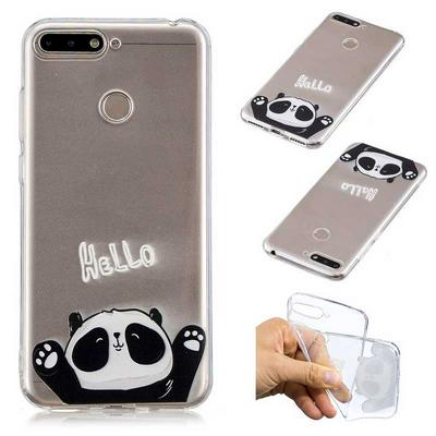 Color Painted Highly Transparent Anti-Scratch Soft TPU Back Cover Protective Case for Huawei Honor 7A / Y6 2018 - Hello Panda