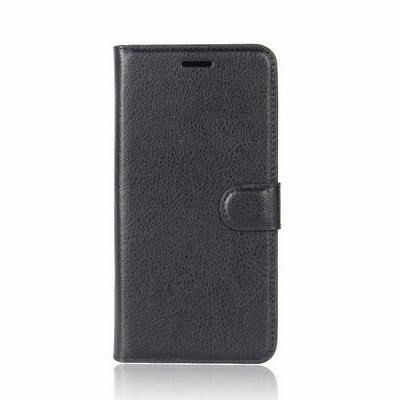 Lichee Pattern Solid Color Side Flip PU Leather + Soft TPU Card Slots with Stand and Magnetic Buckle Wallet Case for Nokia 8 Sirocco - Black