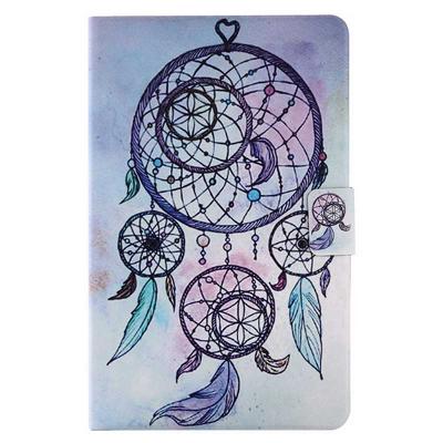 Colored Painting PU Leather + Soft TPU Card Holder with Stand Support and Magnetic Buckle Case for Samsung Galaxy Tab E 9.6 T560 - Wind Chimes