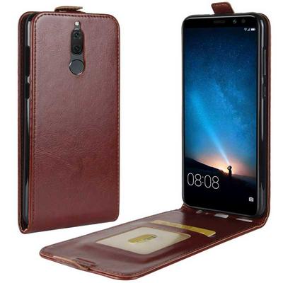 Vertical Flip R64 Pattern PU Leather + Soft TPU with Magnetic Buckle Picture Frame and Card Holder Case for Huawei Mate 10 Lite Nova 2i Maimang 6 - Brown