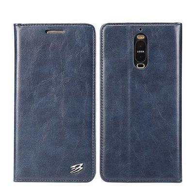 Fierre Shann Business Series PU Leather + Hard PC with Card Slot and Stand Case for Huawei Mate 9 Pro - Blue
