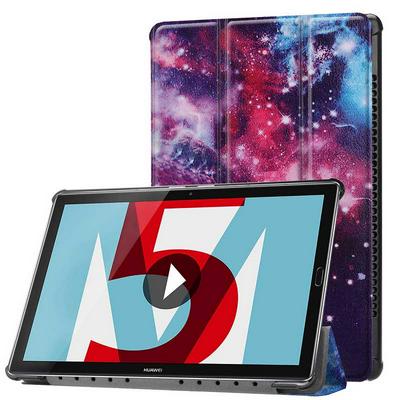 Color Painted Side Flip Tri-Fold Foldable Hard PC + PU Leather with Stand Wallet Protective Case for Huawei MediaPad M5 10.8 Inch - Starry Sky