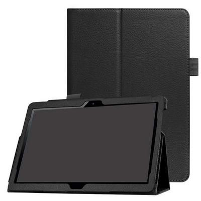 Two Fold Foldable Solid Color Side Flip PU Leather with Stand Case for Huawei MediaPad T3 10 - Black