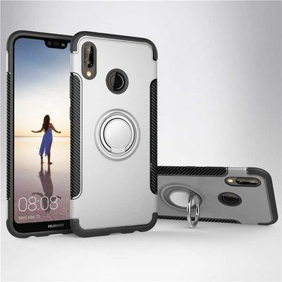 2 in 1 Detachable Magnet Adsorption with 360° Rotatable Kickstand Hard PC + Soft TPU Hybrid Back Cover Protective Case for Huawei P20 - Silver