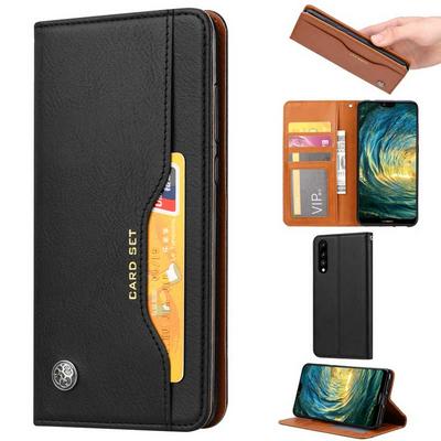 Solid Color Side Flip Multifunction PU Leather + Soft TPU with Card Slots and Stand Wallet Protective Case for Huawei P20 Pro - Black