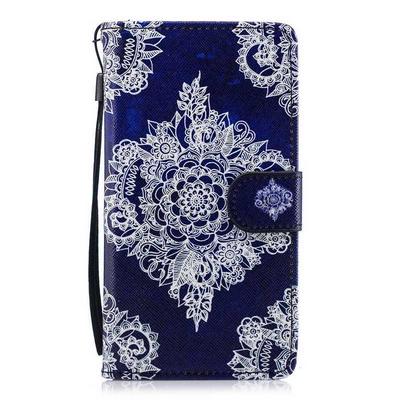 Color Painted Side Flip PU Leather + Soft TPU Wrist Strap with Card Slots Magnetic Buckle and Stand Protective Case for Huawei P20 - White Patterns