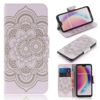 3th Colored Painting Side Flip PU Leather + Soft TPU with Card Slots and Stand Wallet Protective Case for Huawei P20 Lite / Nova 3e - Mandala