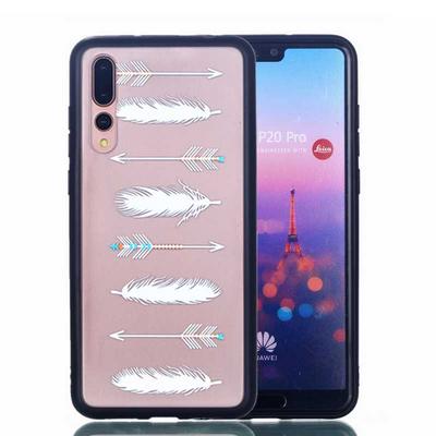Anti-Drop Non-deflecting Glossy Oil Touch Feeling Relief Soft TPU Frame + Transparent PC Back Cover Protective Case for Huawei P20 Pro - Feather