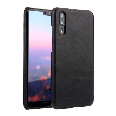 Yak Pattern Luxury Frosted Cowhide Genuine Leather Coated Hard PC Back Cover Protective Case for Huawei P20 Pro - Black