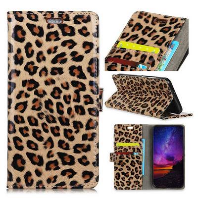 Colored Painting Wallet Style Magnetic Flip Stand TPU + PU Leather Case for Huawei P20 Pro - Leopard