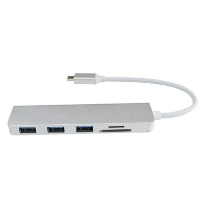 Type-c to USB 3.0 * 3 + SD + TF Card Reader Charger Adapter Aluminium HUB 