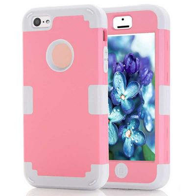 3 in 1 Detachable Dual-color Shockproof Hybrid Combo Silicone+ PC Hard Case for iPhone 5C - Pink+ White