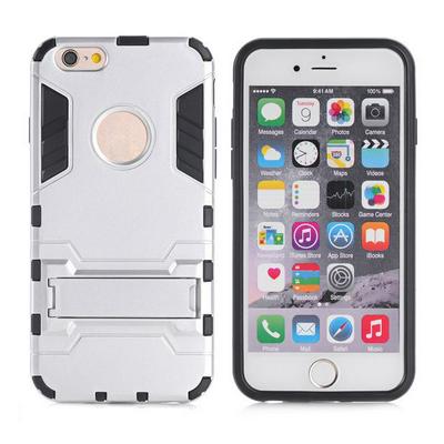 Iron Bear Design Slim Armor Hybrid PC+ TPU Case for iPhone 5S 5 with Kickstand (Silver)