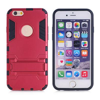Iron Bear Design Slim Armor Hybrid PC+ TPU Case for iPhone 5S 5 with Kickstand (Red)
