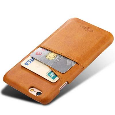 Suteni Calf Pattern with Two Card Slots Leather Coated Hard PC Back Cover Protective Phone Case for iPhone 6 / 6S - Khaki