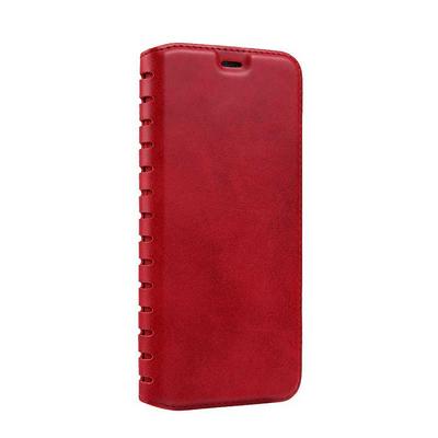 Ladder Series Solid Color Side Flip Magnet Adsorption Luxury PU Leather + Soft TPU with Card Slot and Stand Case Cover for Samsung Galaxy S8 / G9500 - Red