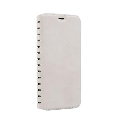 Ladder Series Solid Color Side Flip Magnet Adsorption Luxury PU Leather + Soft TPU with Card Slot and Stand Case Cover for Samsung Galaxy S8 / G9500 - White