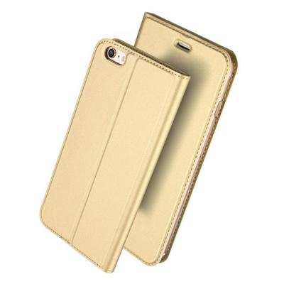 DUX DUCIS Skin Pro Series Side Flip Magnet Adsorption PU Leather + Soft TPU with Card Slot and Stand Protective Case for iPhone 6 / 6S - Gold