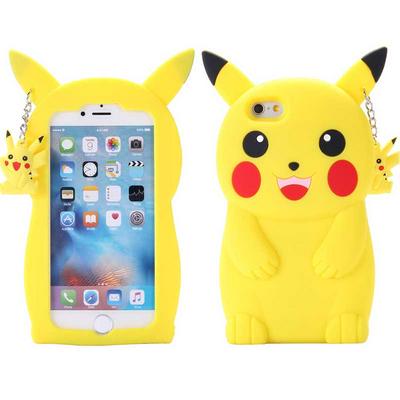 Pokemon Go 3D Pikachu Soft Silicone Back Cover Case with A Hanging Small Pikachu for iPhone 6 Plus/ 6S Plus
