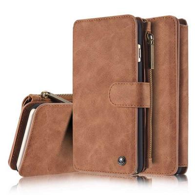 CaseMe 14 Card Slots Detachable 2-in-1 Split Genuine Leather Cover Case for iPhone 6 Plus 6S Plus Brown