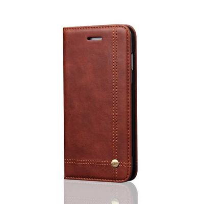 Crazy Horse Texture Card Solt Stand TPU + PU Leather Case with Absorption Features for iPhone 7 - Coffee